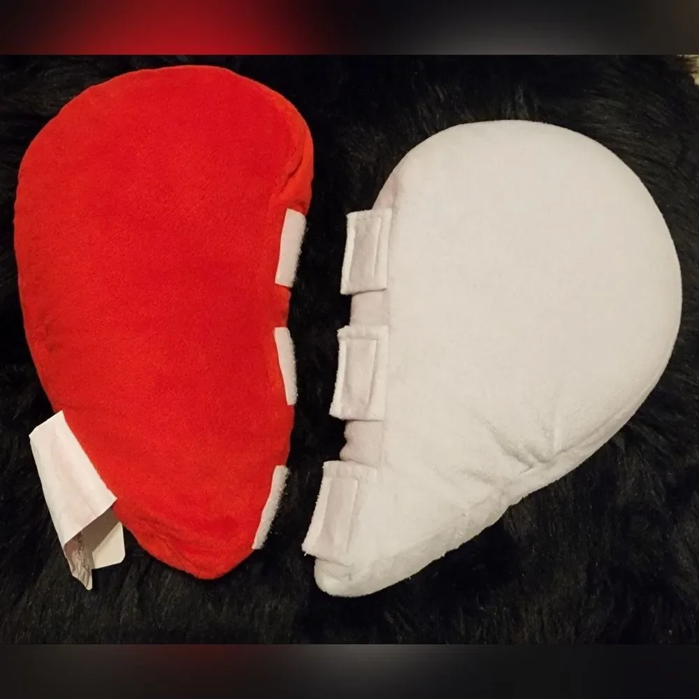 ❤️HOST PICK❤️ Heart Shaped Pillow Red & White Plush with shiny heart accents